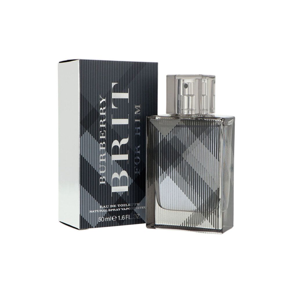 Flacone e scatola Burberry Brit for Him Eau de Toilette con motivo a quadri.