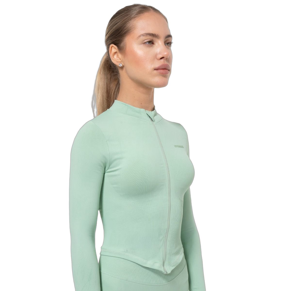 GymBeam Top sportivo donna Luma slim a maniche lunghe con zip Pistachio