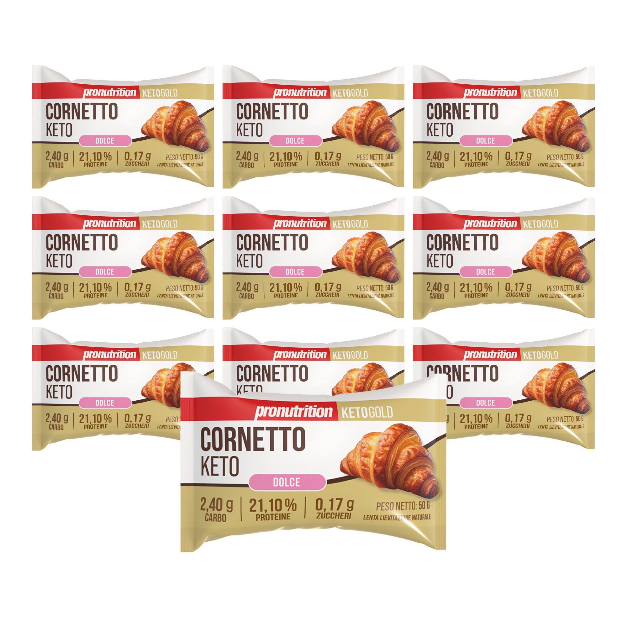 Pronutrition Cornetto keto - 10 pezzi 50 gr - Senza zuccheri - Basso carboidrati
