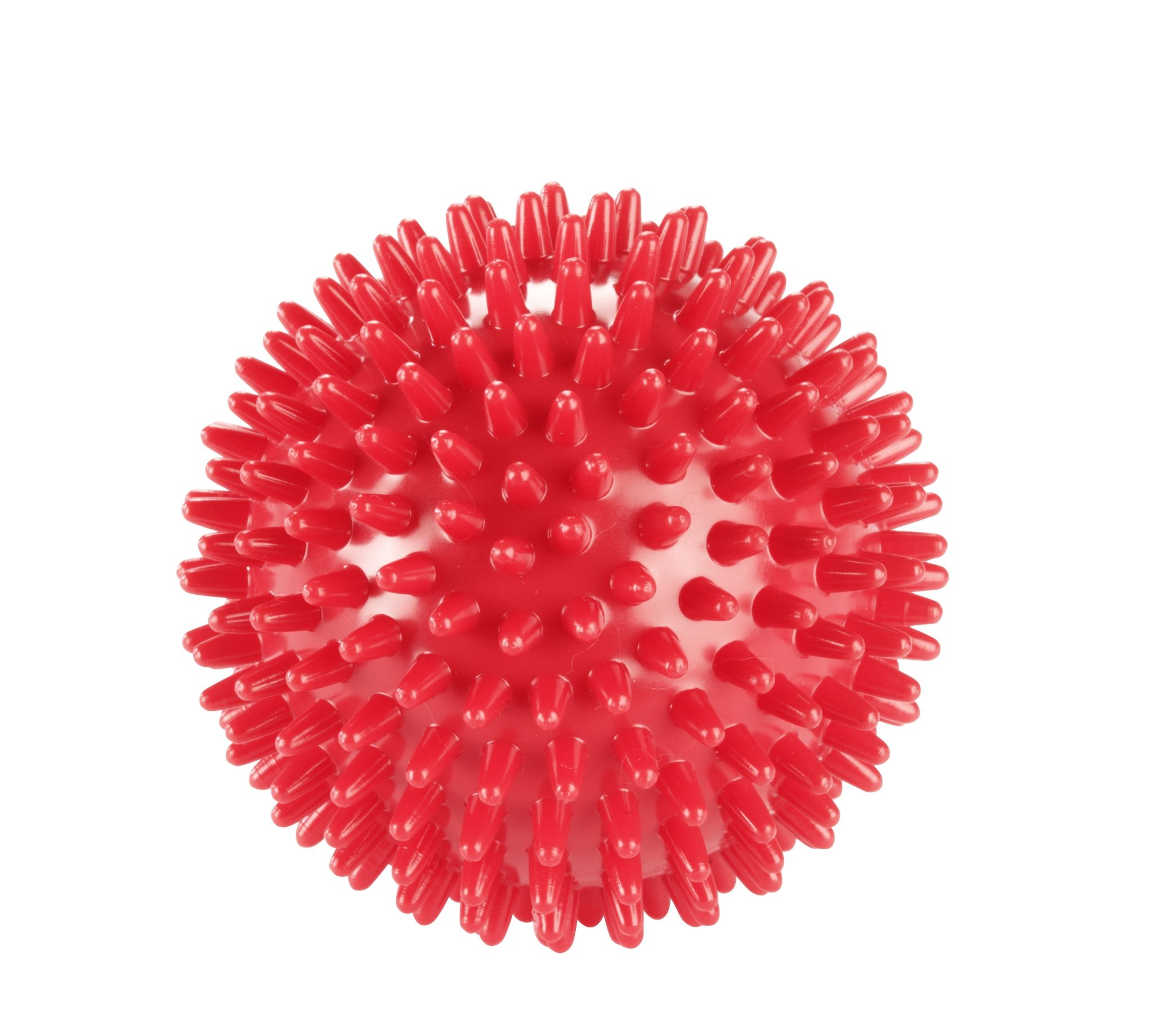 Palla da terapia rossa con punte. Forma rotonda.