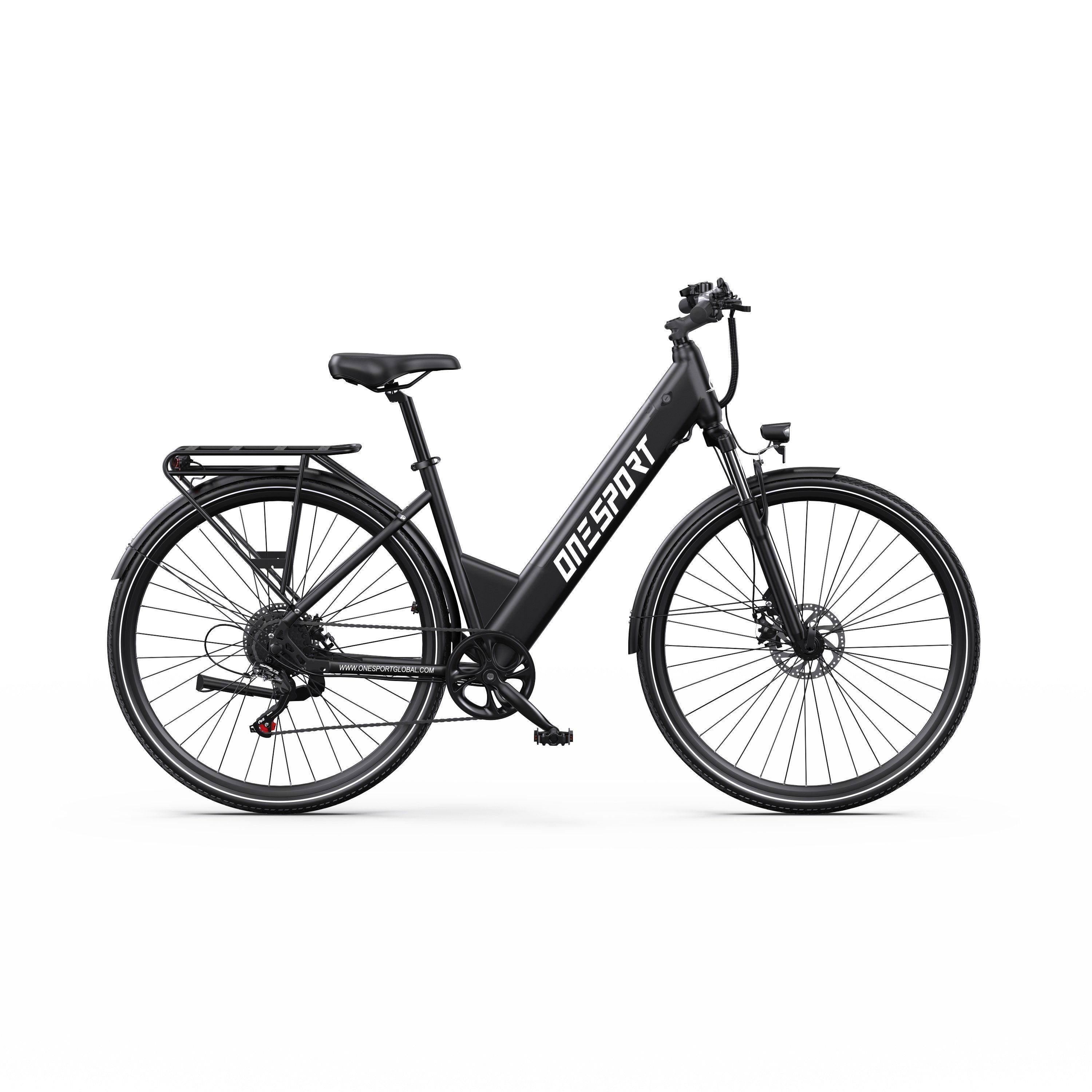 ONESPORT OT12 Bicicletta elettrica urbana da 27,5", batteria da 36 V 13 Ah, supporto app
