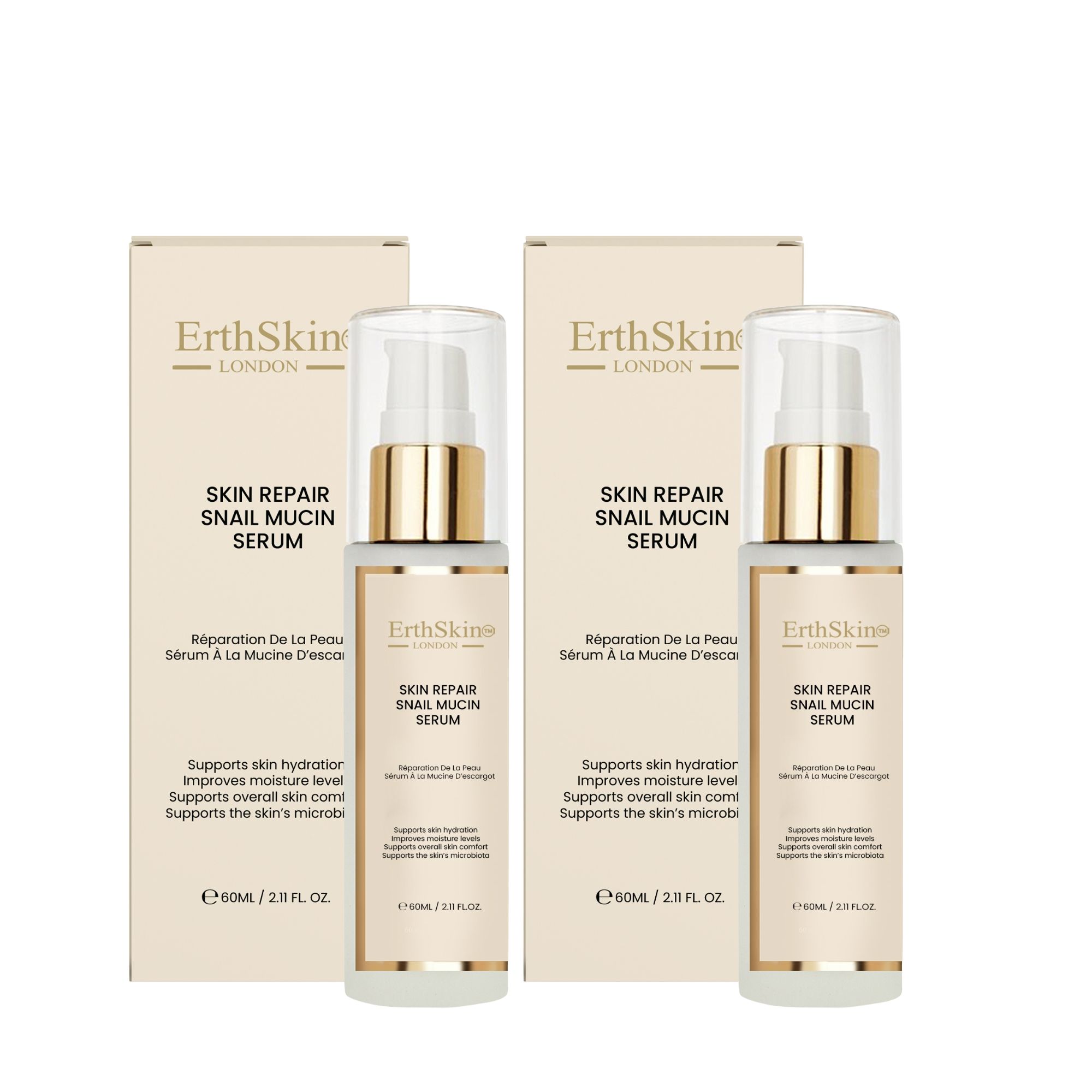 ErthSkin London Siero riparatore alla bava di lumaca + crema giorno al collagene