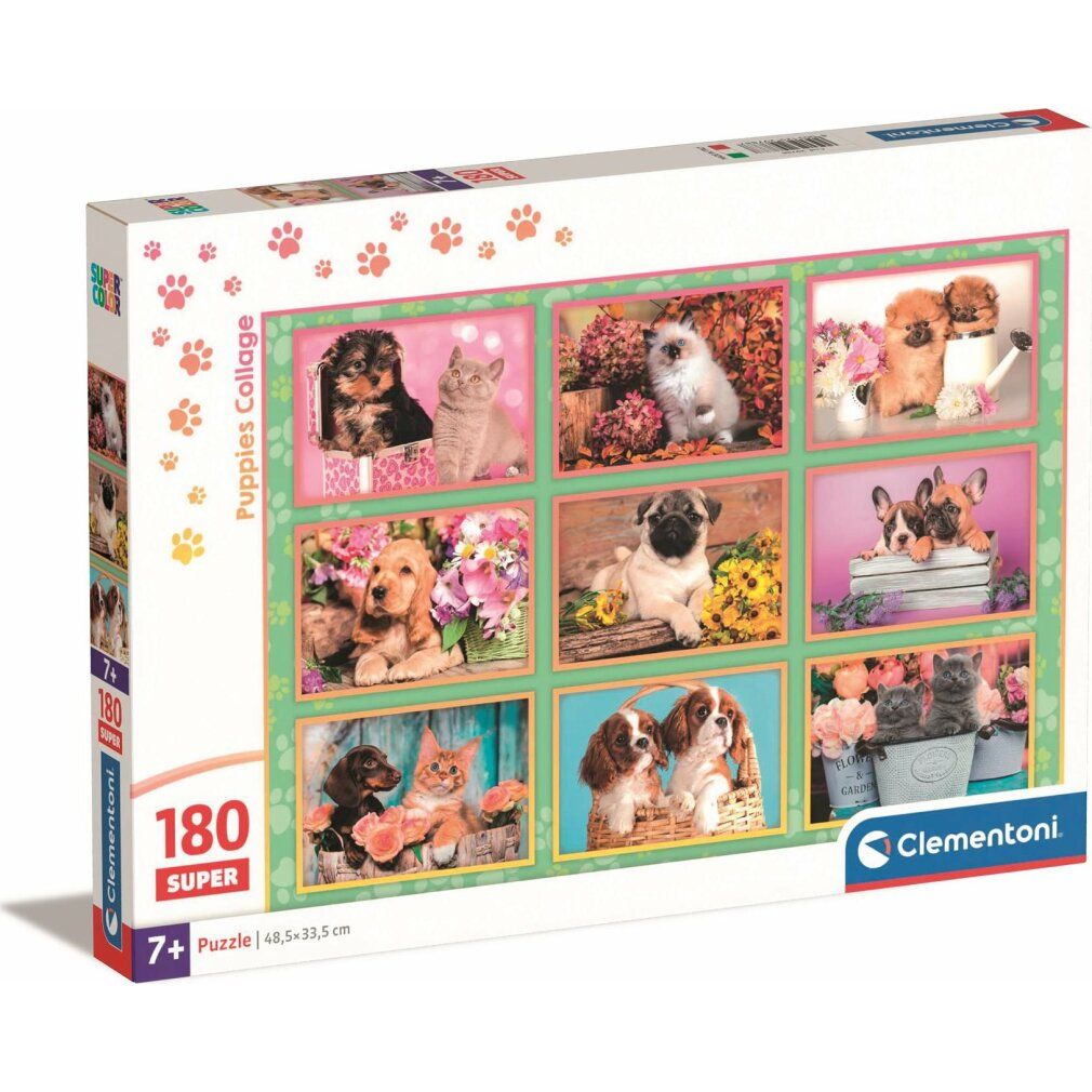 Scatola puzzle con cani e gatti. 180 pezzi, 7+ anni. Clementoni.