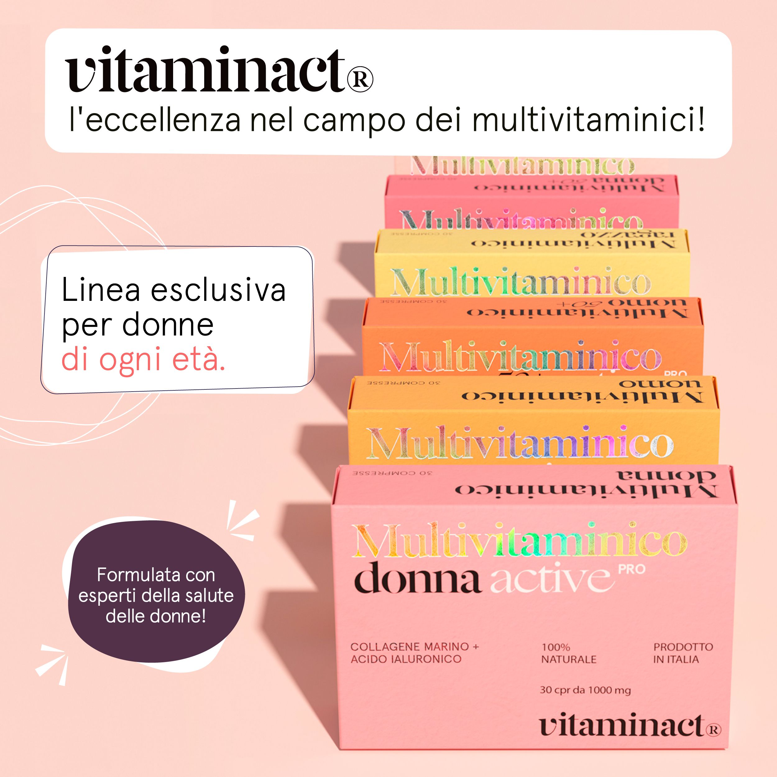 Vitaminact - Multivitaminico per donna 50 anni Active pro