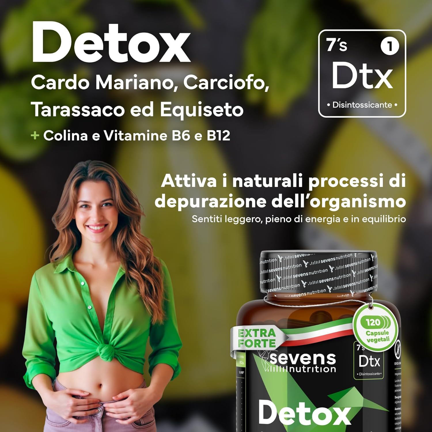 SEVENS NUTRITION Capsule Complesso di Cardo Mariano, Carciofo e Tarassaco