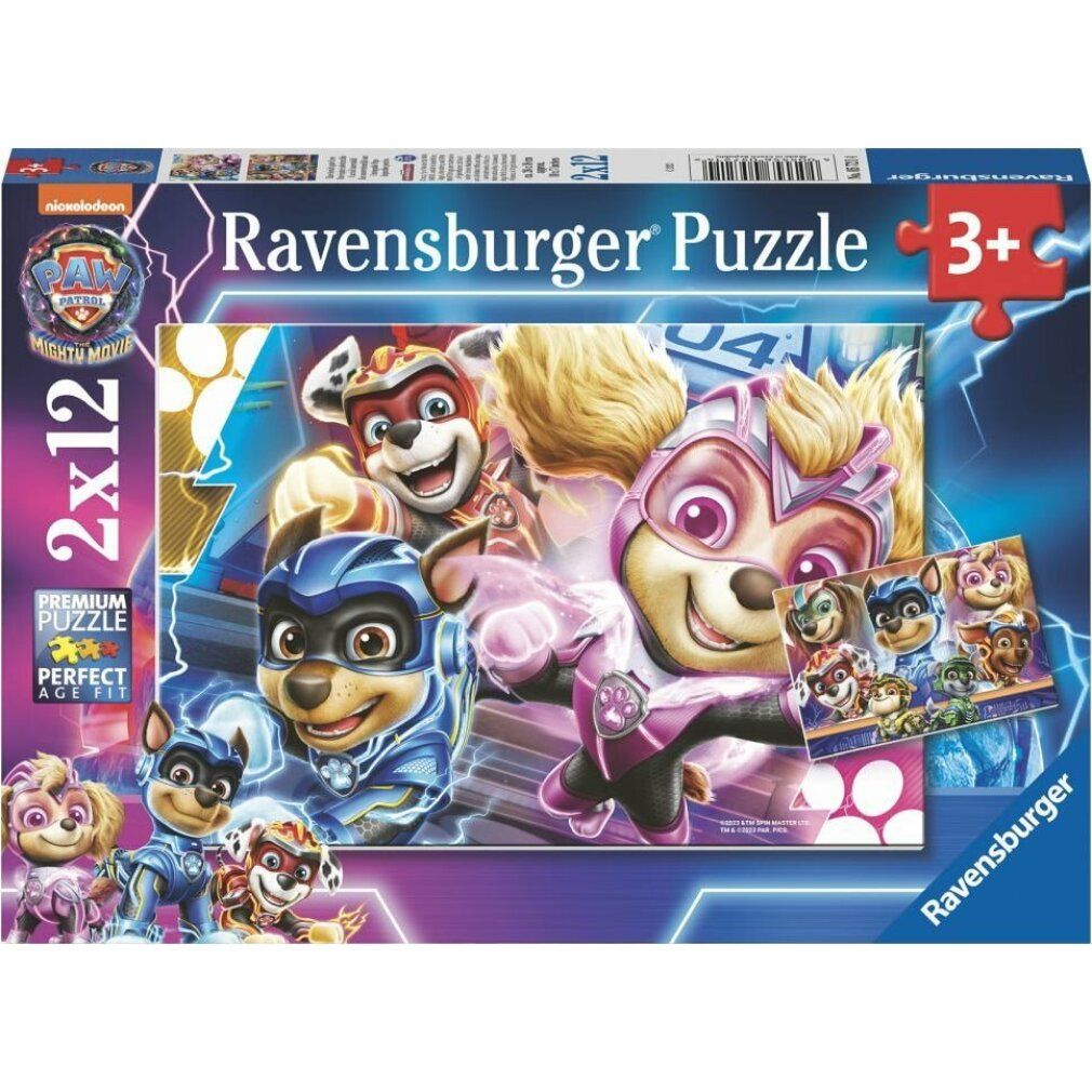 Puzzle Paw Patrol. Sei cani in costume da supereroi. Marchio Ravensburger. Adatto a bambini dai 3 anni in su.