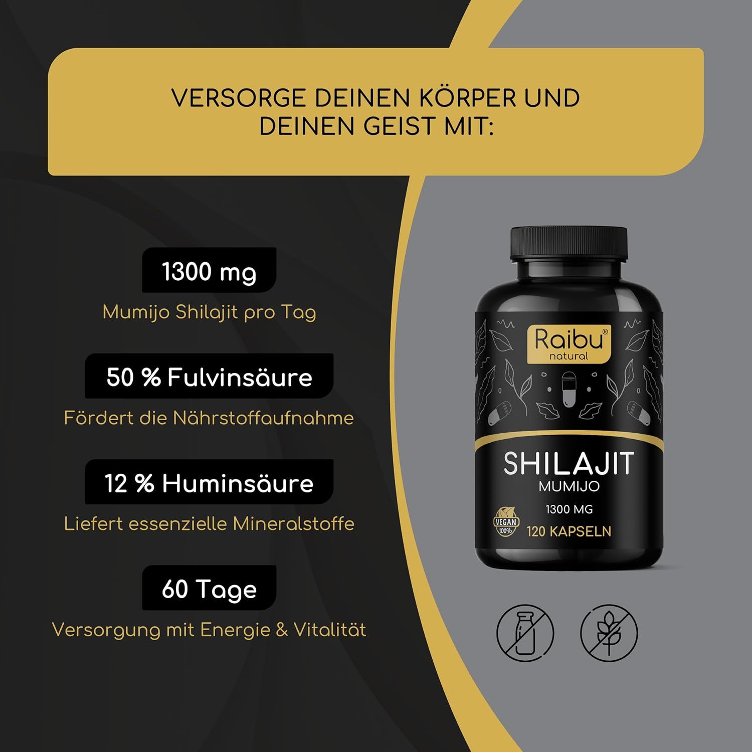 RAIBU Shilajit Himalayano capsule alta dose