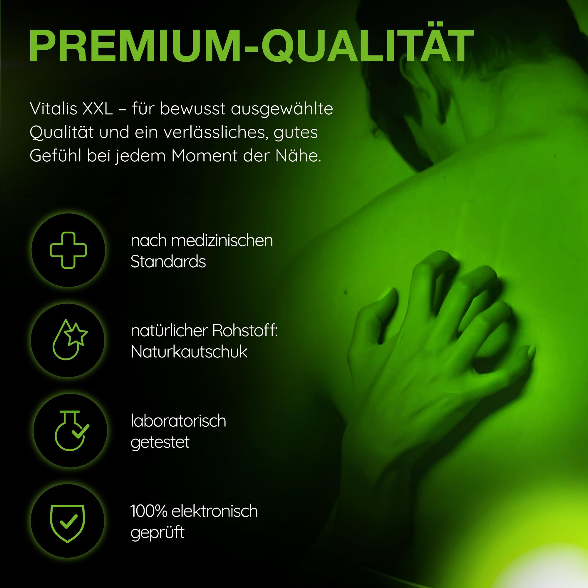 Preservativi Vitalis Premium: Standard medici, lattice naturale, testato in laboratorio, 100% controllato elettronicamente.