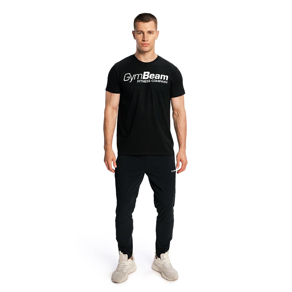 GymBeam T-shirt uomo Fitness in cotone nera regular