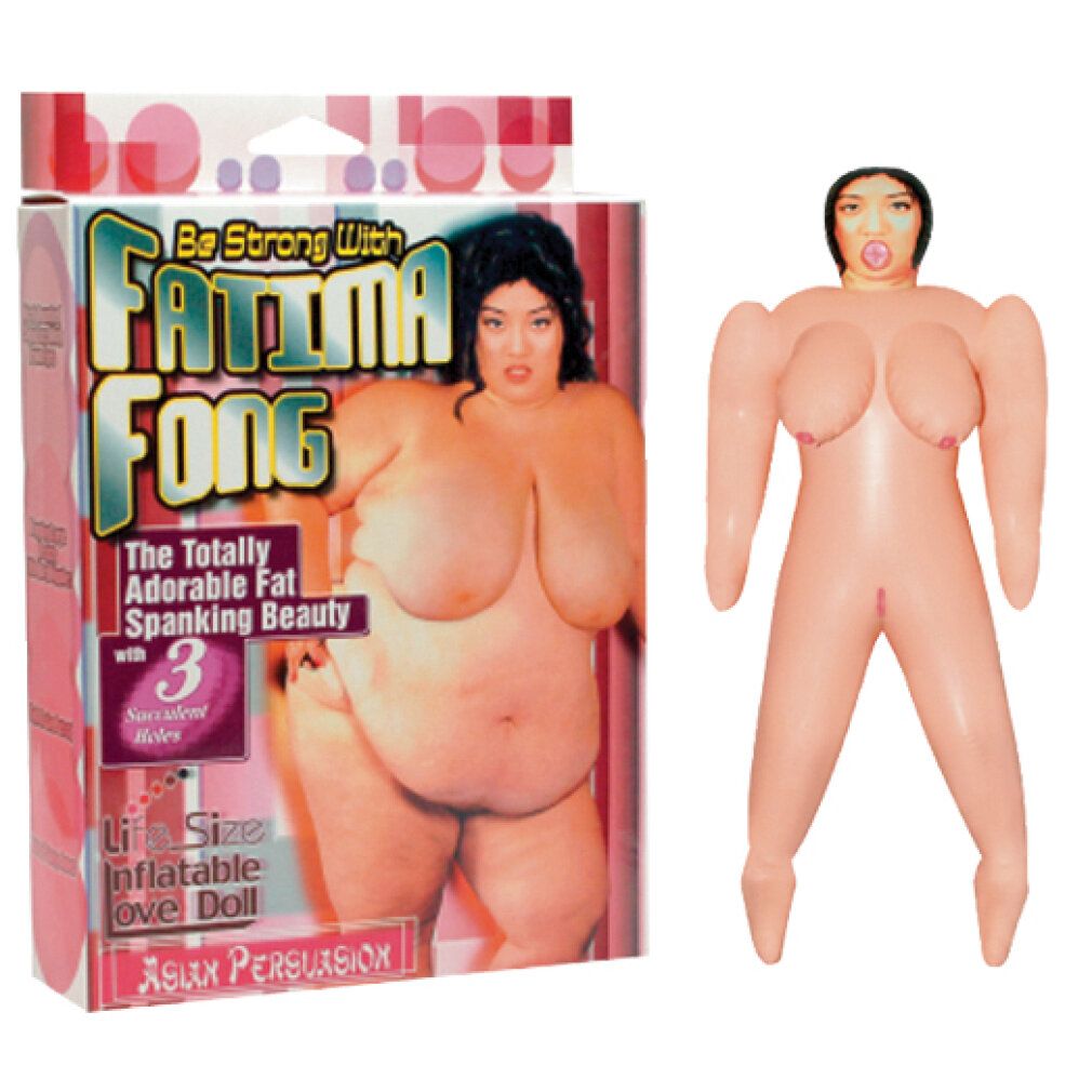 Confezione del prodotto e bambola gonfiabile. Confezione con nome e immagine del prodotto. Bambola: color carne, seni, braccia, gambe.