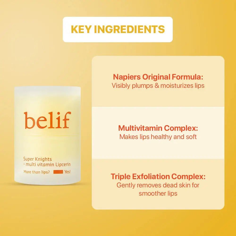 Belif Super Knights Multi Vitamin Lipcerin – balsamo labbra nutriente con delicata esfoliazione