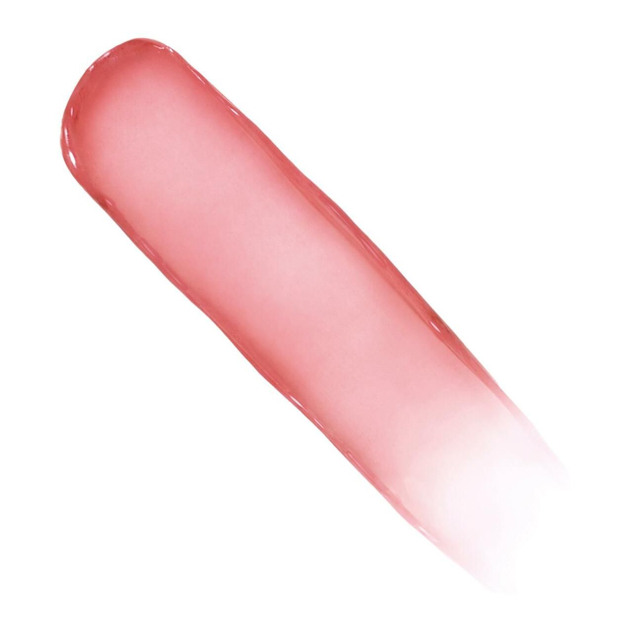 Traccia di balsamo labbra rosa su sfondo bianco. Sfumatura da intenso a trasparente.