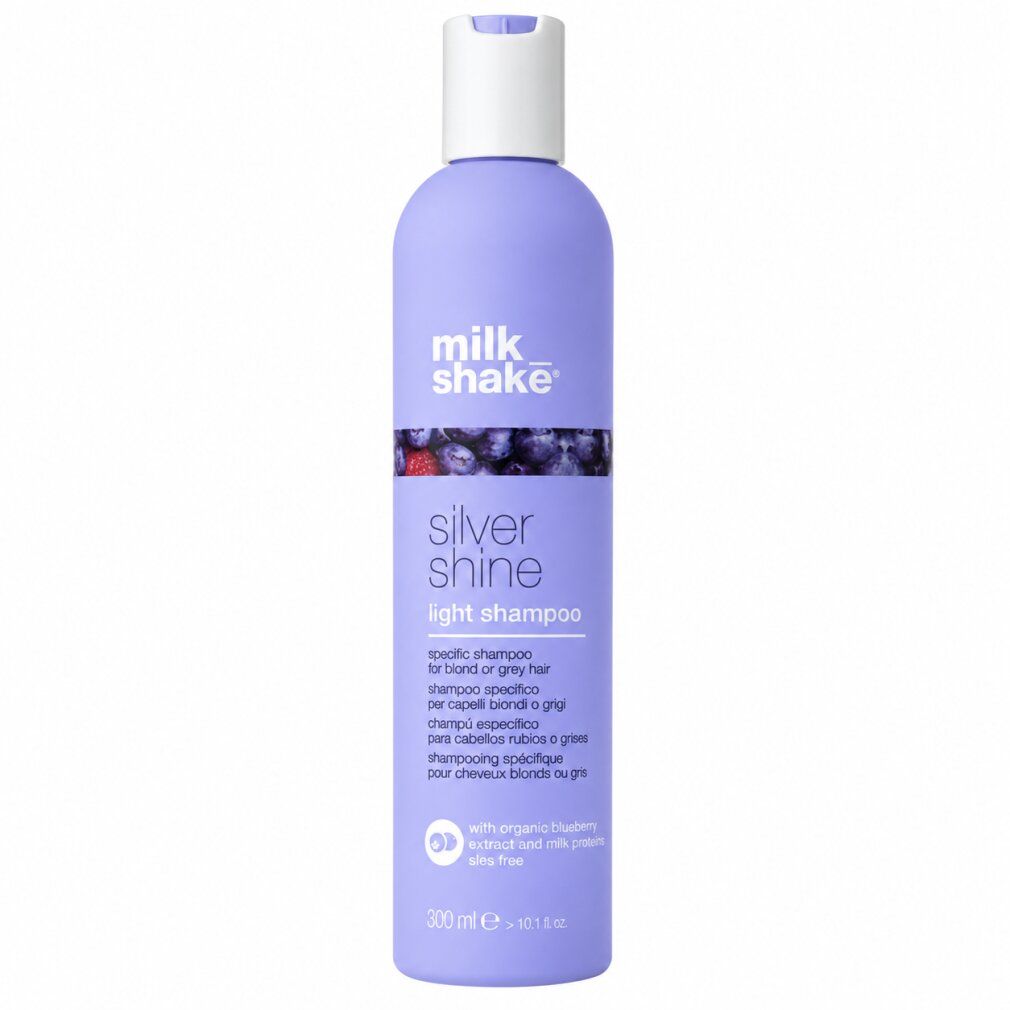 Flacone viola Milk Shake Silver Shine Light Shampoo, 300ml.