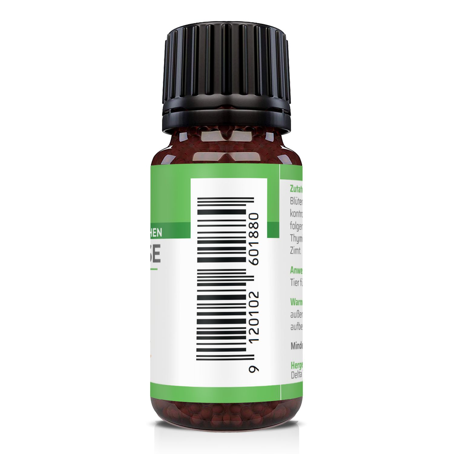 Retro del flacone con codice a barre e testo. Scadenza minima: vedi fondo.