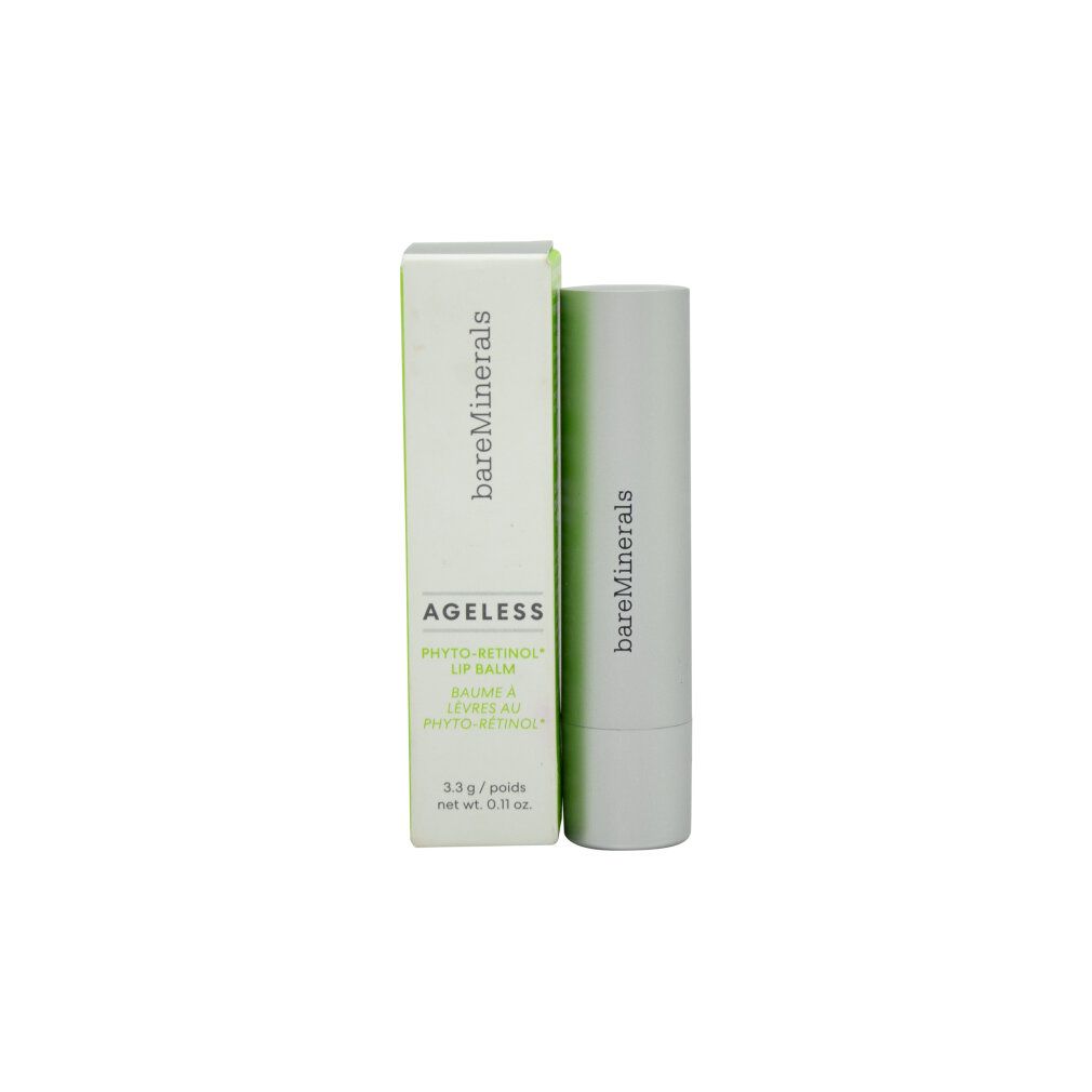 Balsamo labbra AGELESS Phyto-Retinol e confezione. Marchio: bareMinerals. Confezione verde e bianca con nome del prodotto. Stick labbra accanto.