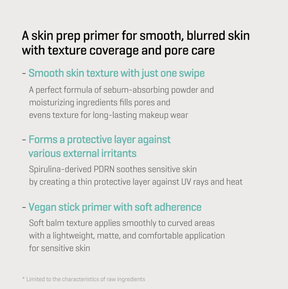 Testo sui benefici di SOME BY MI PDRN Spirulina Poreless Primer. Descrive consistenza, protezione e ingredienti.