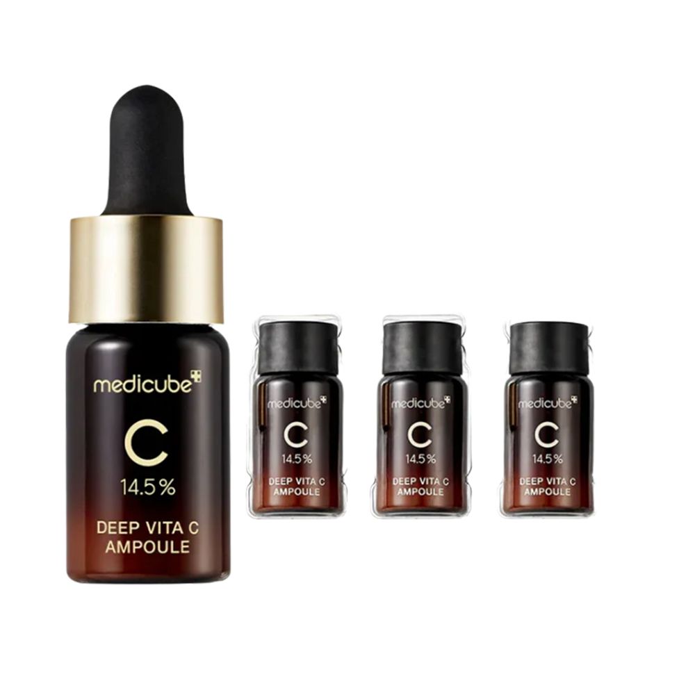 Medicube Deep Vita C Ampoule 2.0 (1x) e tre mini-fiale (3x).
