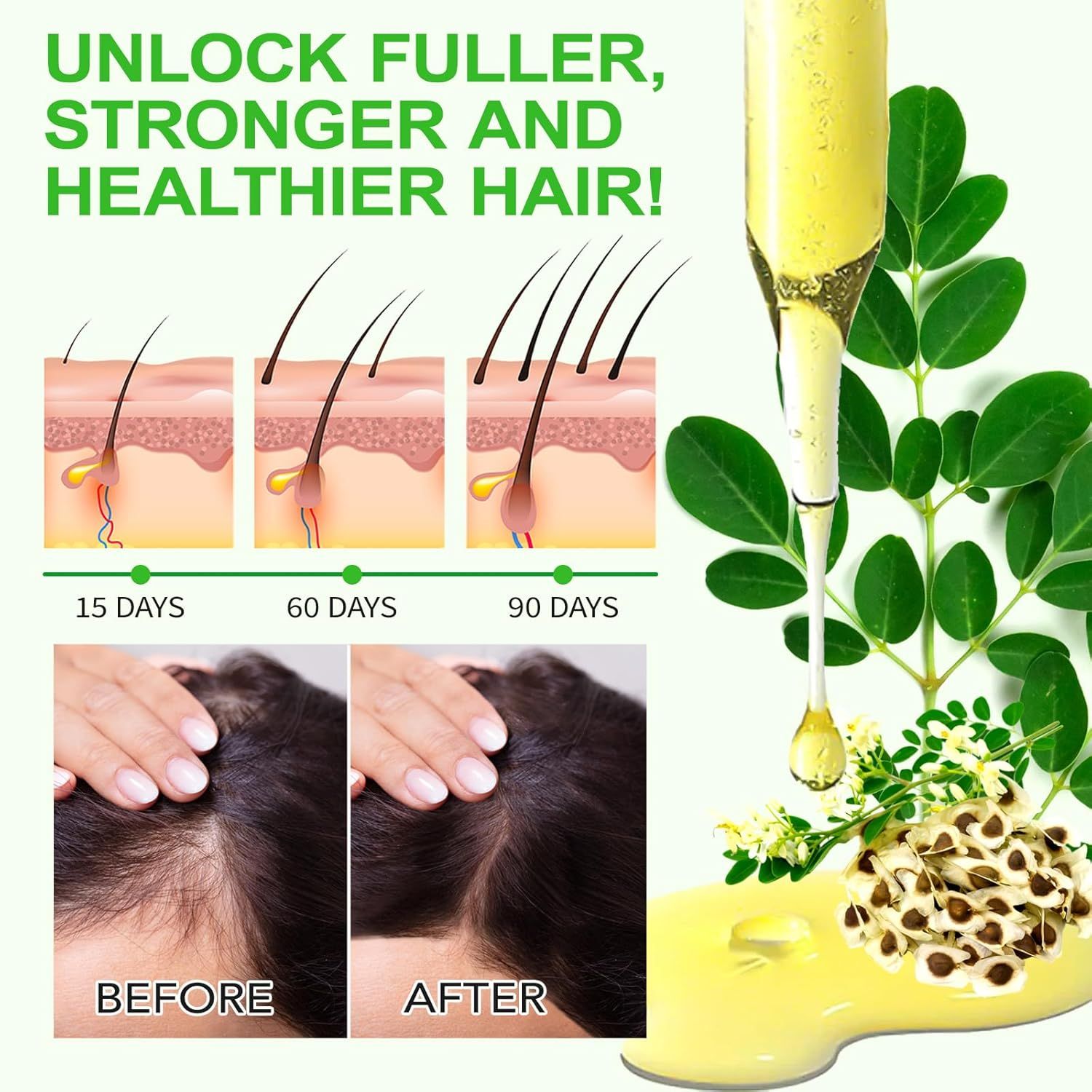 Zoxpm Olio di Moringa per Capelli, Pelle e Viso