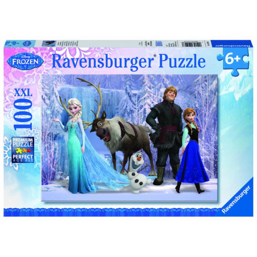 Scatola puzzle Ravensburger. Motivo: Regina delle Nevi. 100 pezzi XXL. Personaggi di Frozen. 6+ anni. Con logo Frozen.