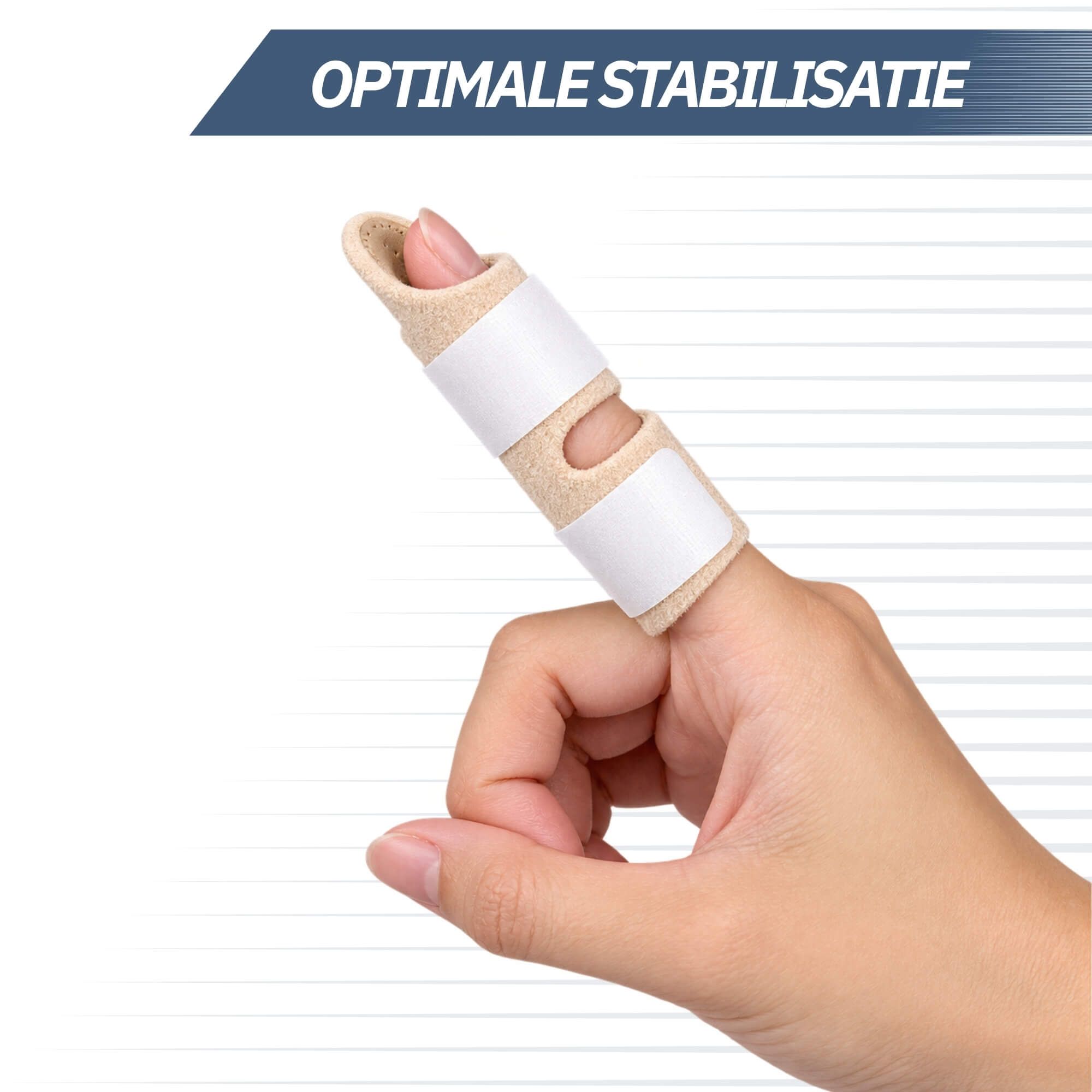Due stecche per dita di diverse dimensioni, in materiale traspirante.