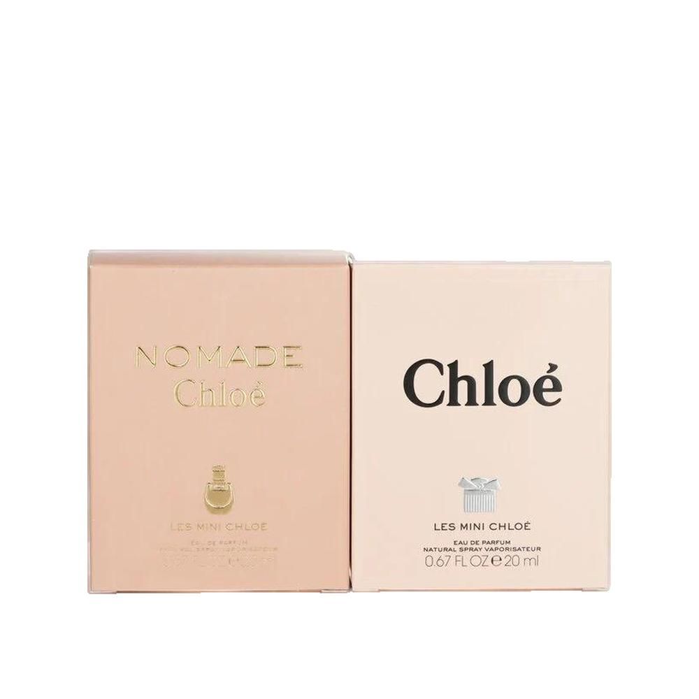 Due scatole rettangolari. Una con la scritta "Nomade Chloé". L'altra con "Chloé Les Mini Chloé".