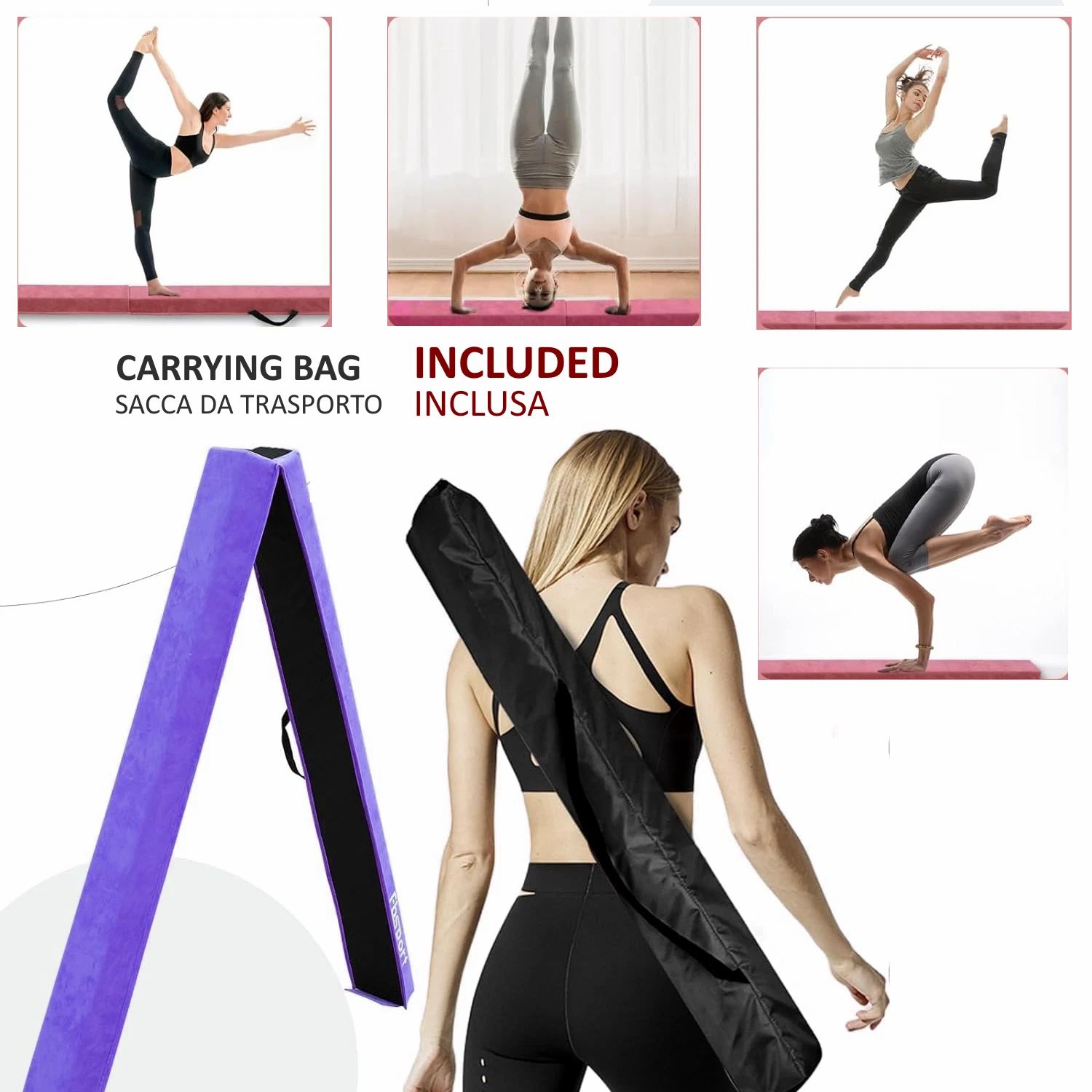 Trave Ginnastica Artistica per Casa Trave di Equilibrio Viola