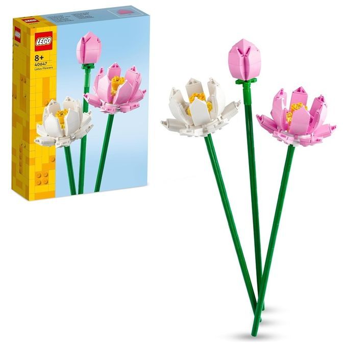 LEGO Creator 40647 Fiori di Loto, Fiori Finti per Bambini da 8+, Bouquet Regalo per San Valentino,