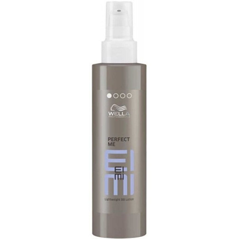 Flacone con vaporizzatore. Scritta: Wella Eimi Perfect Me. Colore: grigio-viola.