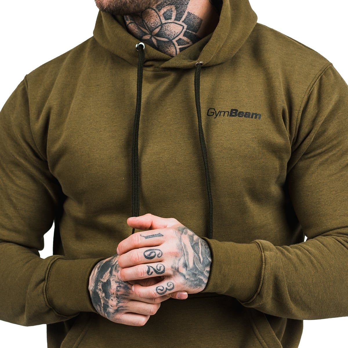 GymBeam Felpa uomo Athlete Military Green Black regular con cappuccio