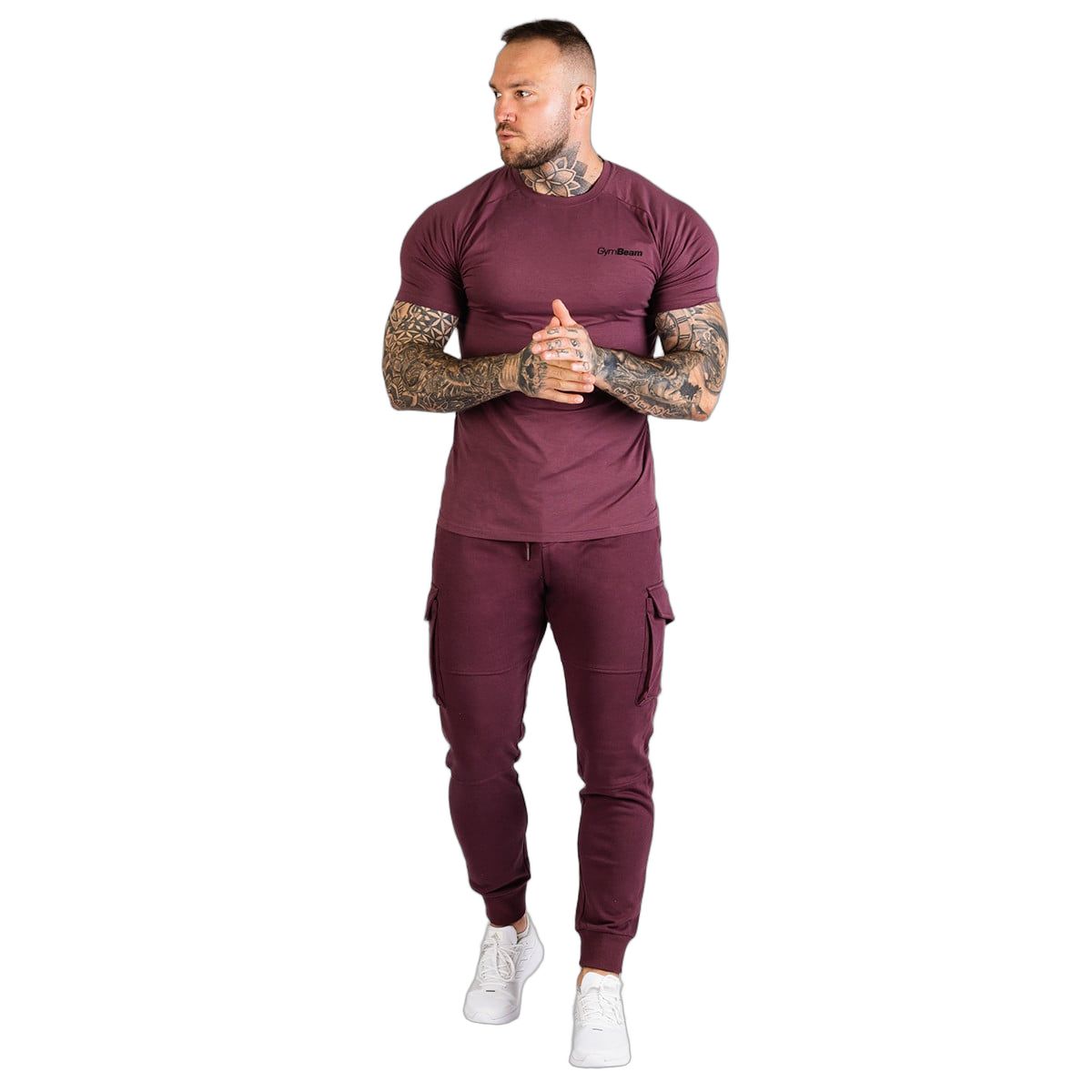 GymBeam T-shirt uomo TRN Fitted slim in cotone modal ed elastan melanzana