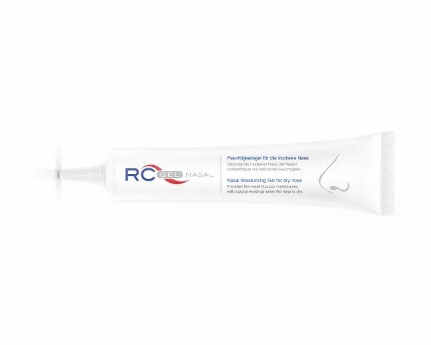 Tubo di gel idratante RC-Gel Nasal con applicatore per naso secco.