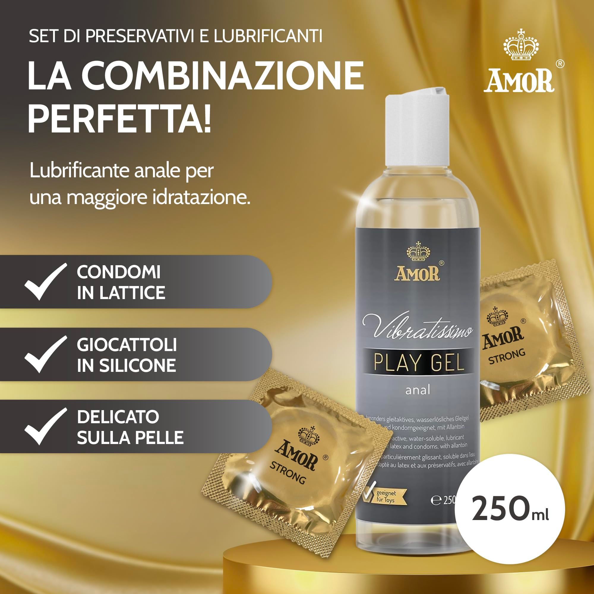 AMOR Strong Preservativi + PlayGel Natural Set