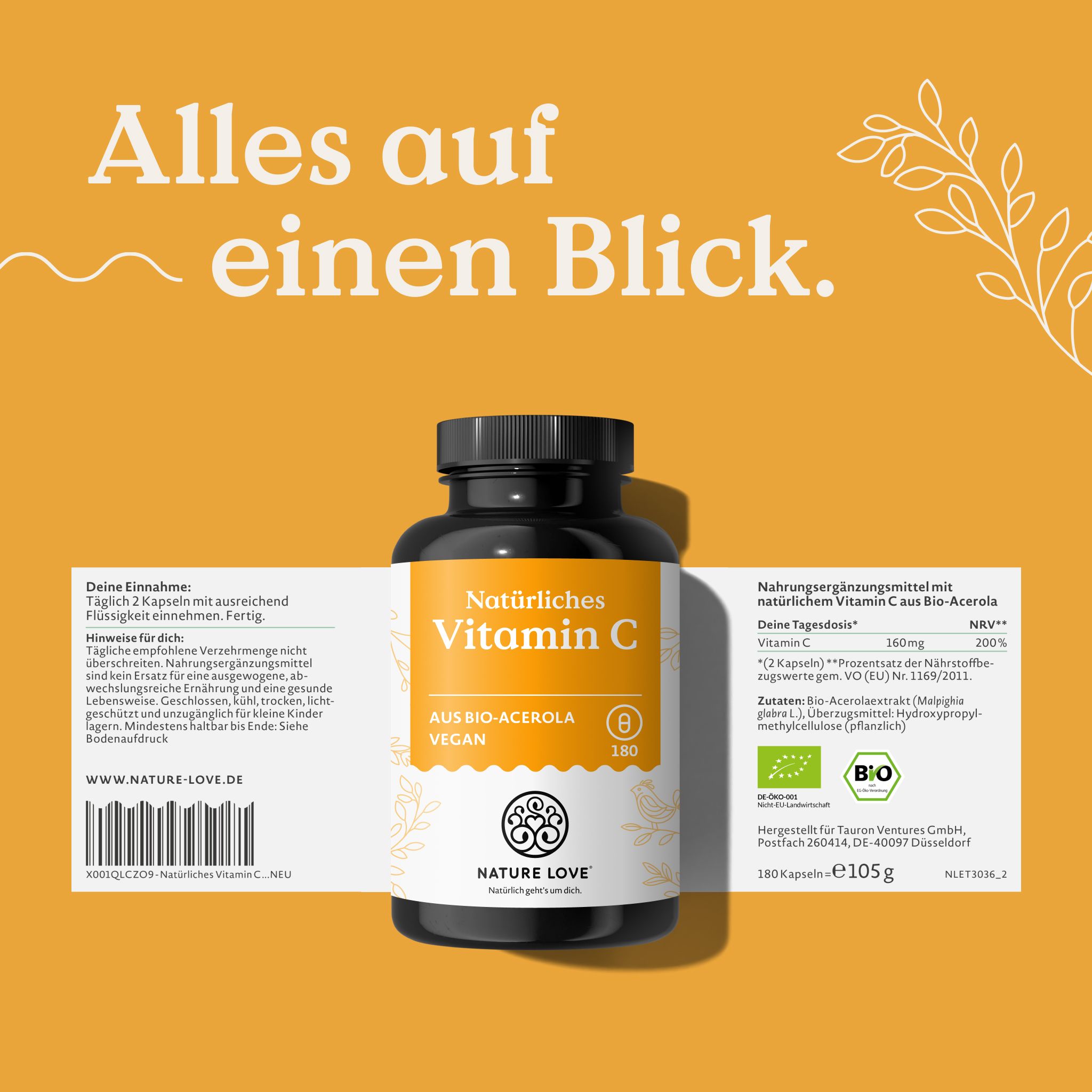 NATURE LOVE® Vitamina C da acerola biologica