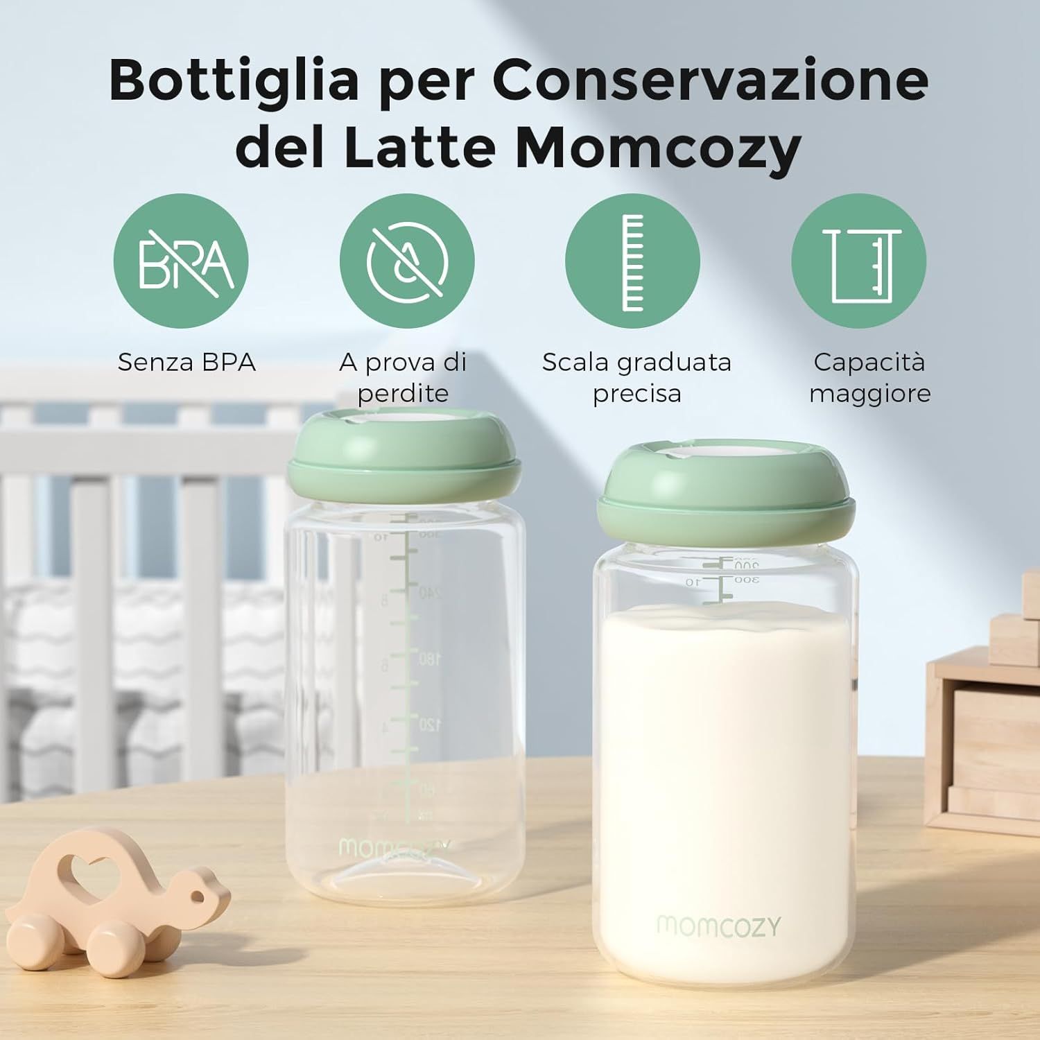 Conservazione naturale del latte materno con biberon per bambini Momcozy
