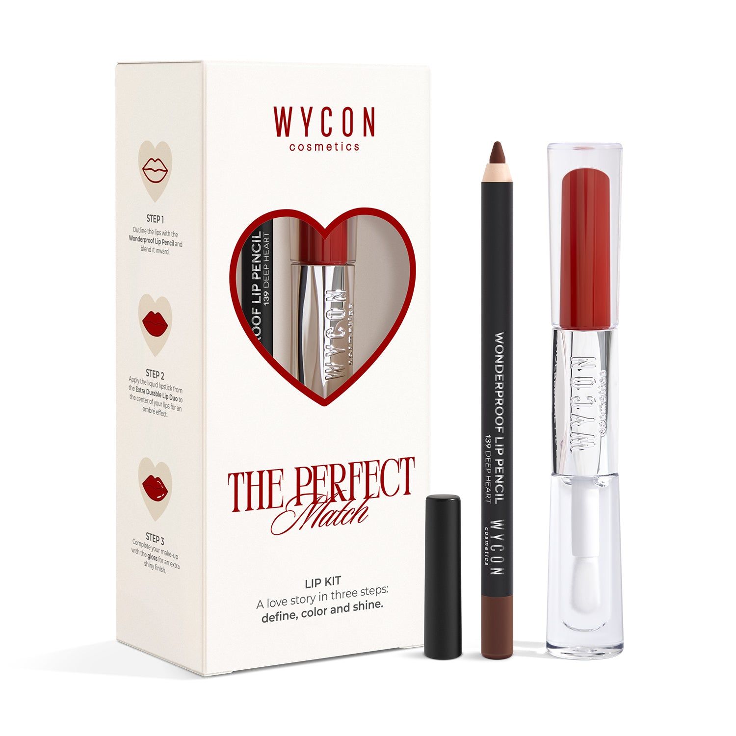 WYCON cosmetics THE PERFECT MATCH - LIP KIT 09 Extra Durable Lip Duo 09 + Wonderproof Lip Pencil 139