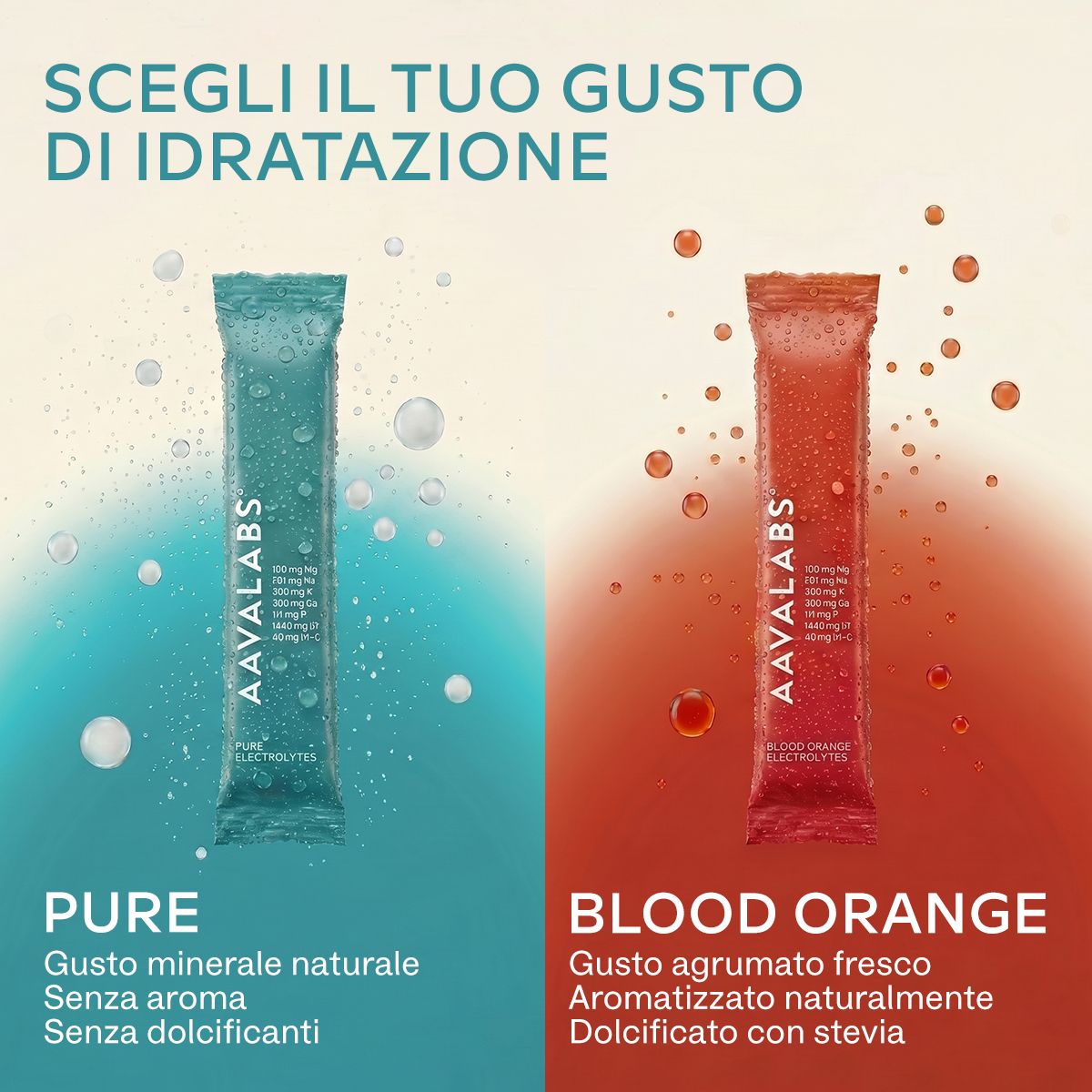 Polvere di elettroliti AAVALABS: scelta dei gusti.