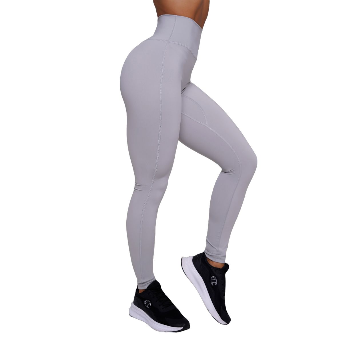 GymBeam Leggings donna FIT Mist Grey a vita alta in nylon ed elastan