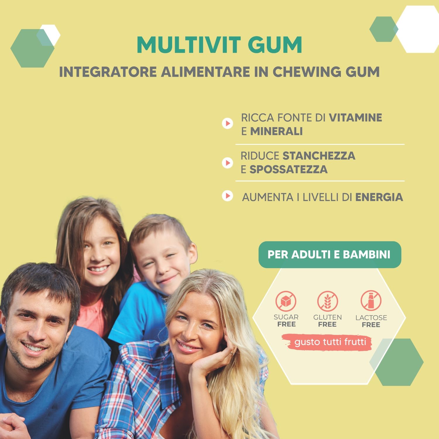 NTP BIOTECH - Multivit Gum - Multivitaminico in chewing gum per adulti e bambini