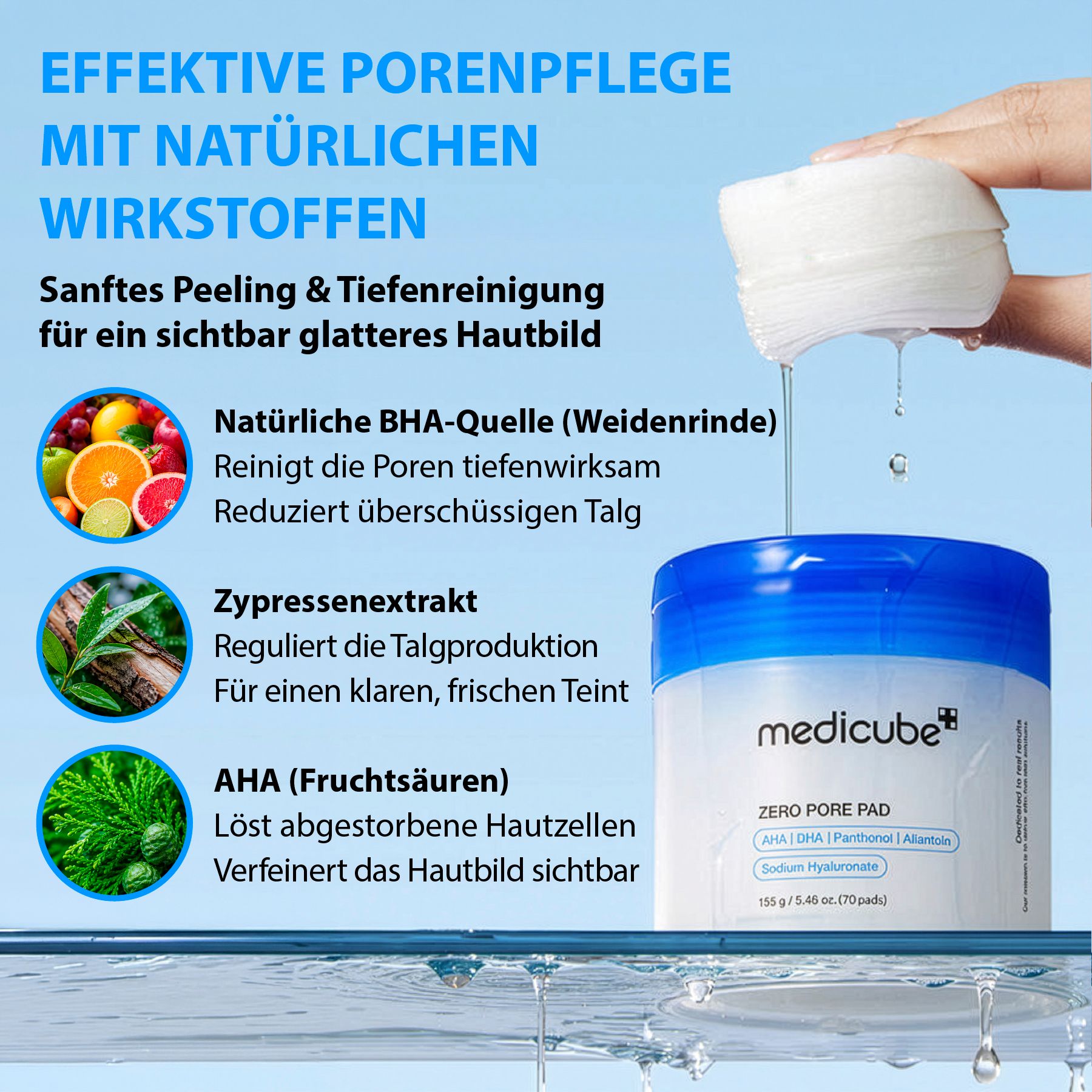 Medicube Zero Pore Pad – Tonico Detergente Viso Dischetti Detergenti Bifacciali
