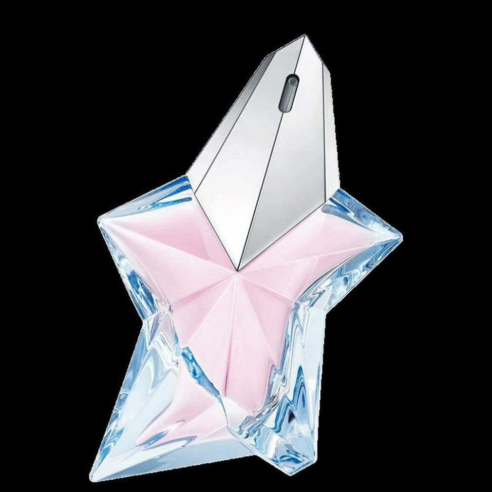 Flacone a forma di stella con tappo grigio. Il flacone è trasparente e riempito di liquido rosa.