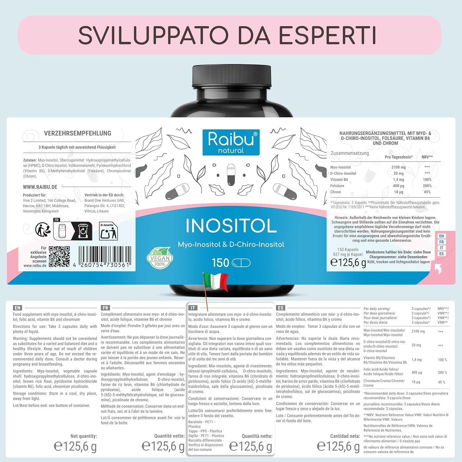 Myo Inositolo & D-Chiro Inositolo Capsule alto dosaggio - RAIBU