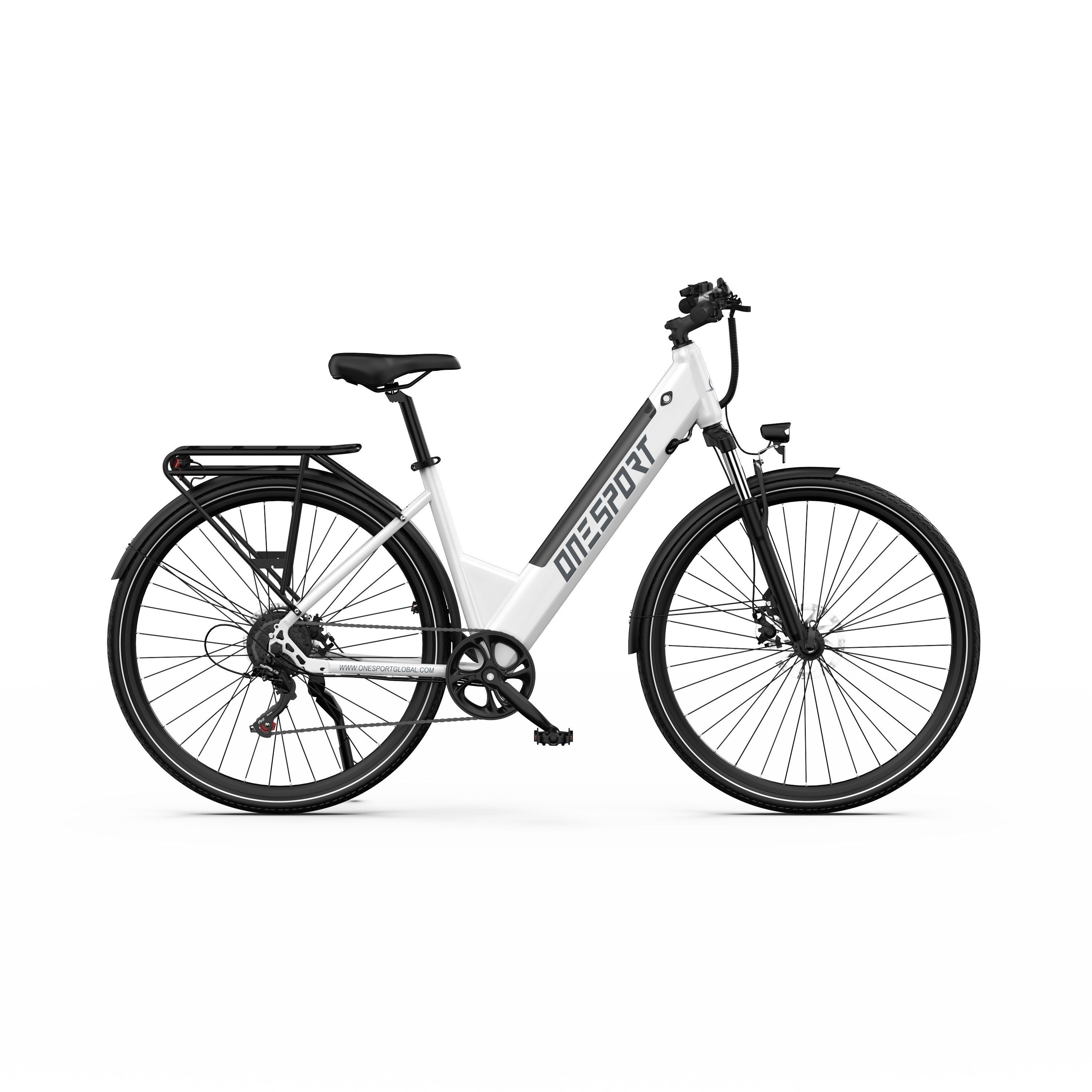 ONESPORT OT12 Bicicletta elettrica urbana da 27,5", batteria da 36 V 13 Ah, supporto app