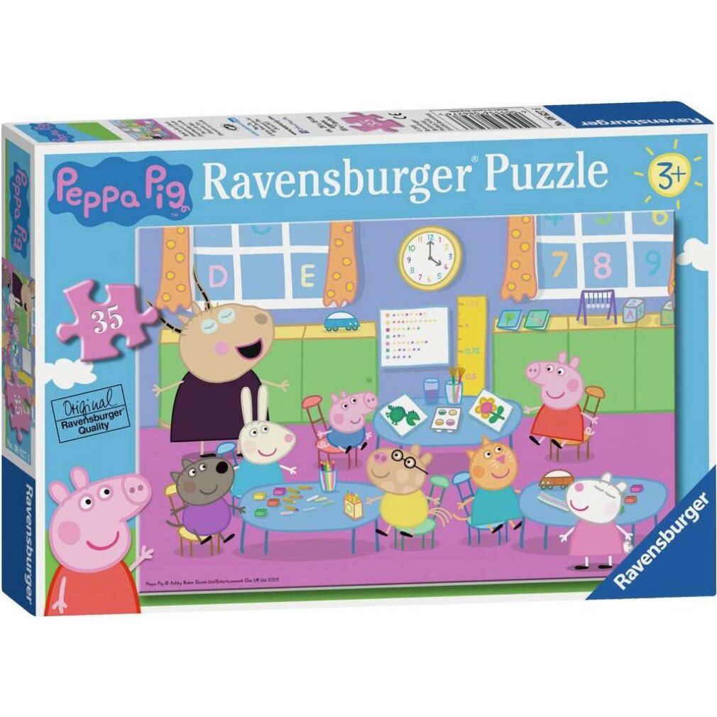 Puzzle Ravensburger Peppa Pig: Im Klassenzimmer. 35 pezzi. Confezione con Peppa Pig e amici in classe.