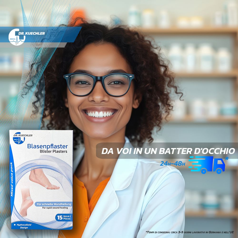 Coppia di escursionisti con confezione di cerotti per vesciche. Protezione fino a 24 ore. Mixed Value Pack, tre misure.