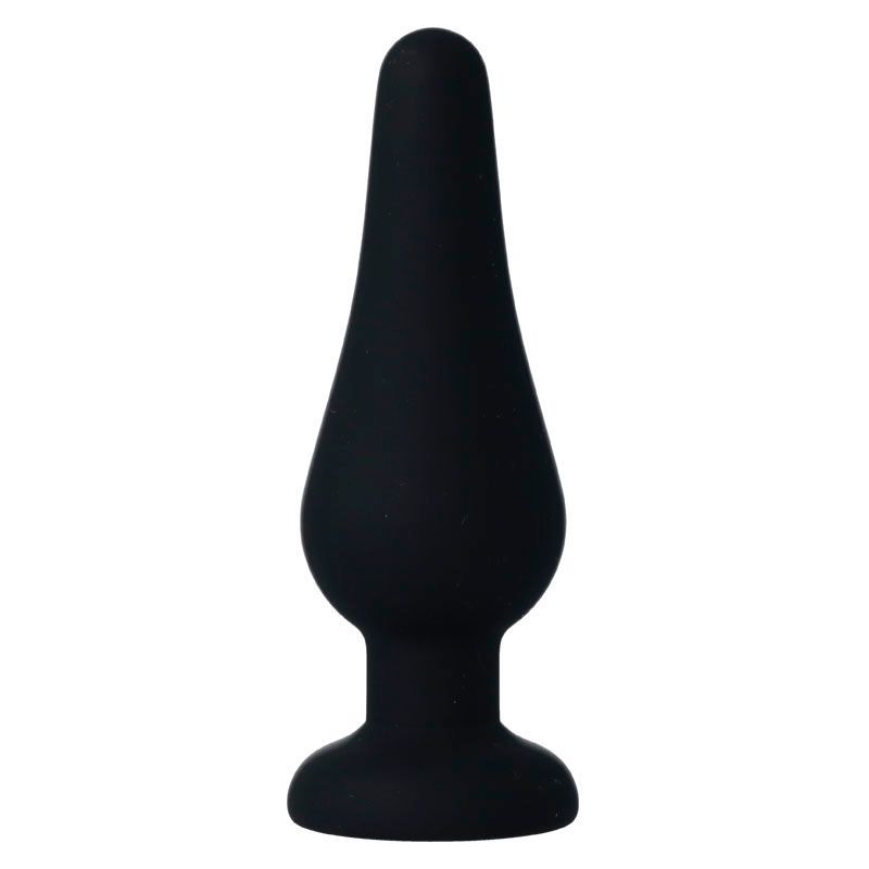 Plug anale in silicone nero, taglia M, con base larga.