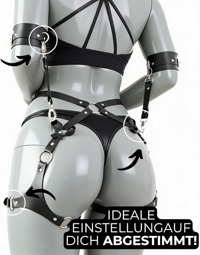 FOPS set di manette con harness, cintura bondage regolabile