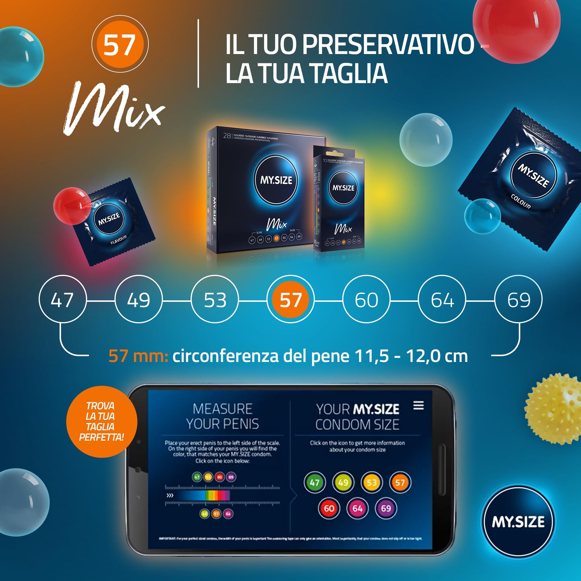 MY.SIZE Mix Set Preservativi Taglia 4 57mm