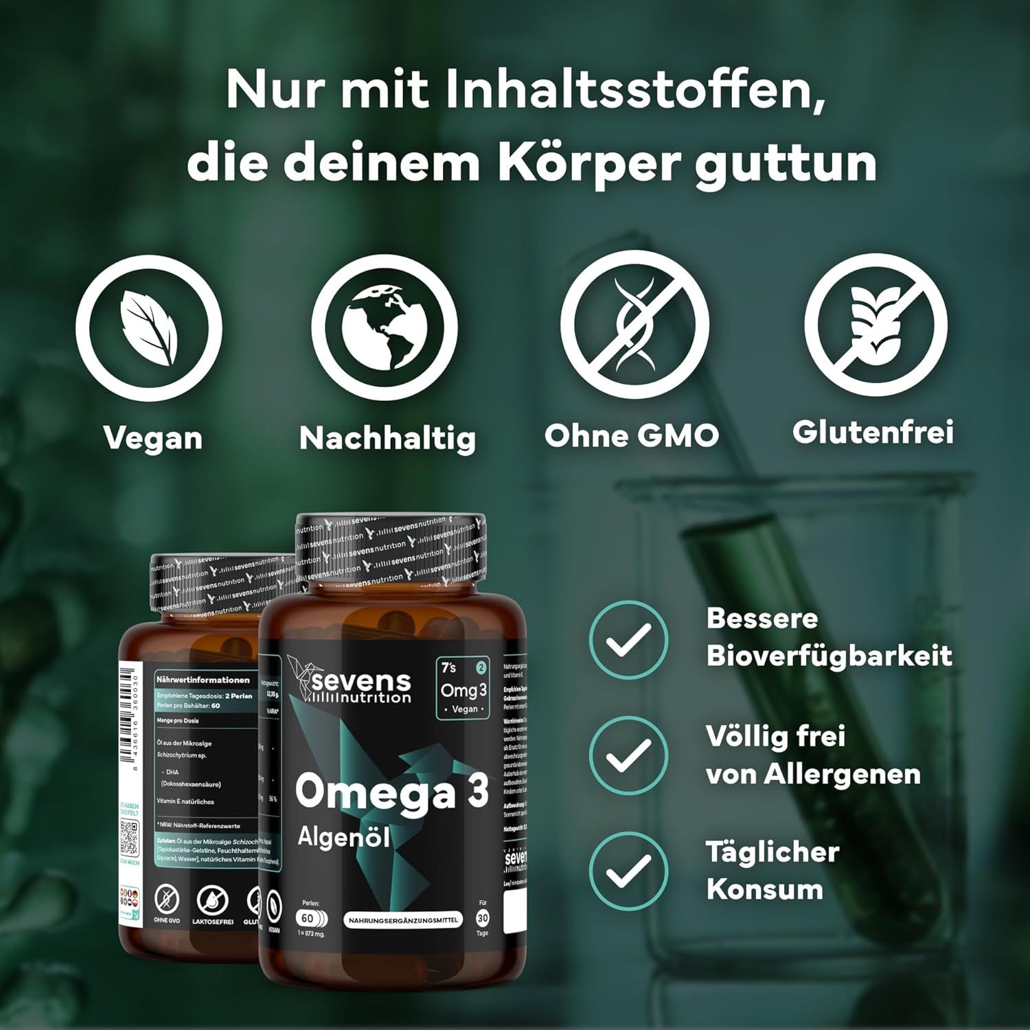 SEVENS NUTRITION Capsule Premium Omega 3 Vegano da Olio di Alghe