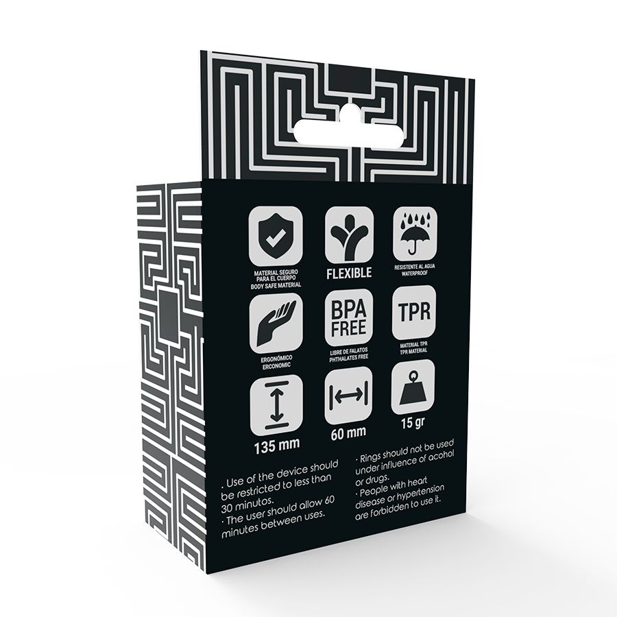 Confezione con informazioni sul prodotto. Testo: 'Flexible', 'BPA Free', '135 mm', '60 mm', '15 gr'. Avvertenze e pittogrammi.