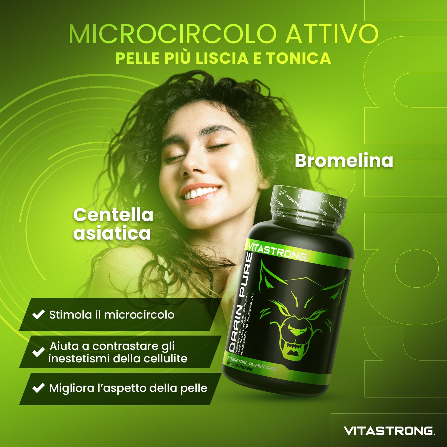 Vitastrong DrainPure & Night – Integratore drenante giorno/notte contro ritenzione idrica